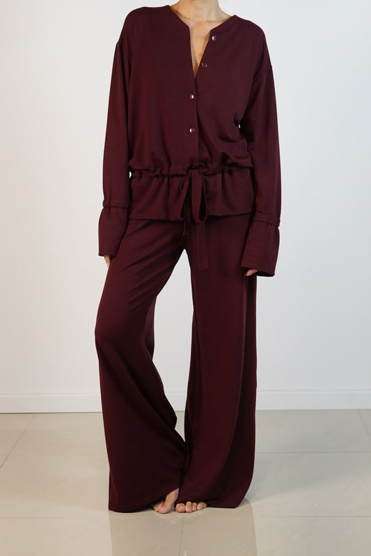 Sienna Nohavice Široké Bordové