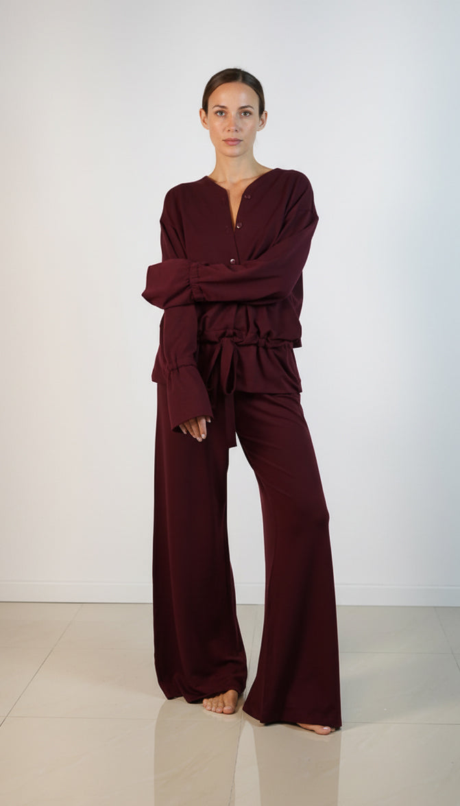 Sienna Nohavice Široké Bordové